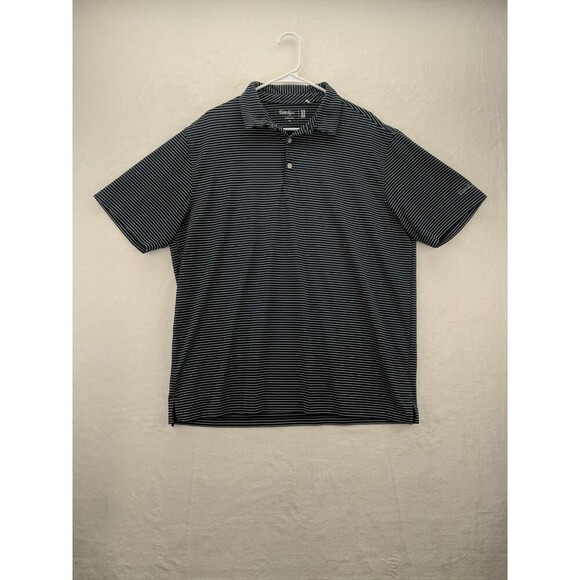 Walter Hagen Polo Shirt Men's XL Navy Blue Stripe 11 Majors Polyester Golf - Picture 1 of 9